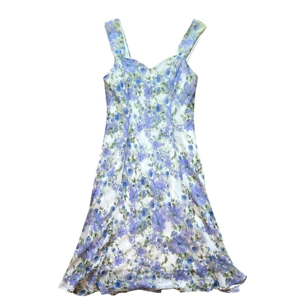 VINTAGE 2000s Women’s Girly Romantic Fairycore purple Floral Midi Dress Sz 12